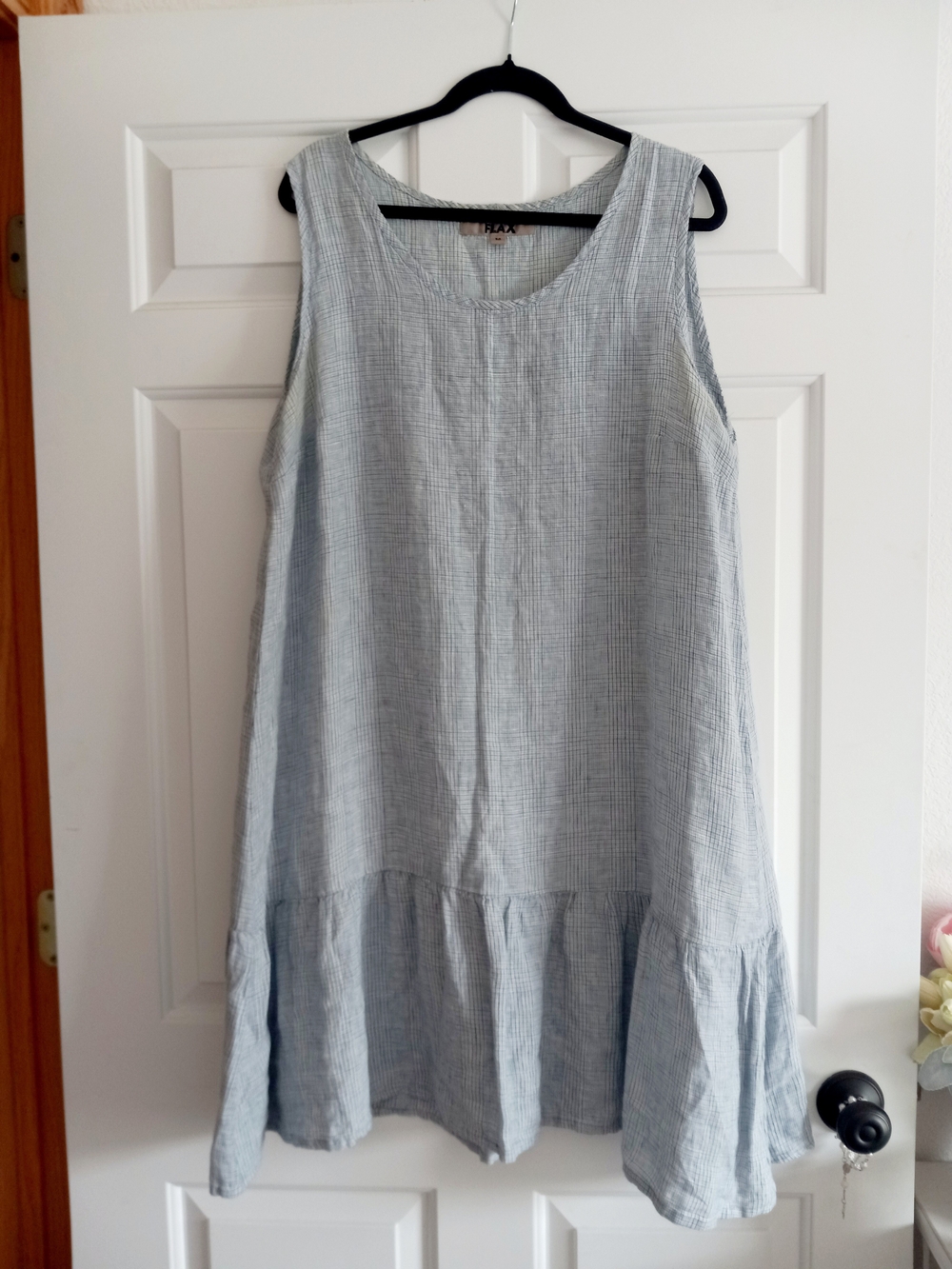 Flax Light Blue Midi Dress.Medium..so Cute!!  Ruffle Bottom!